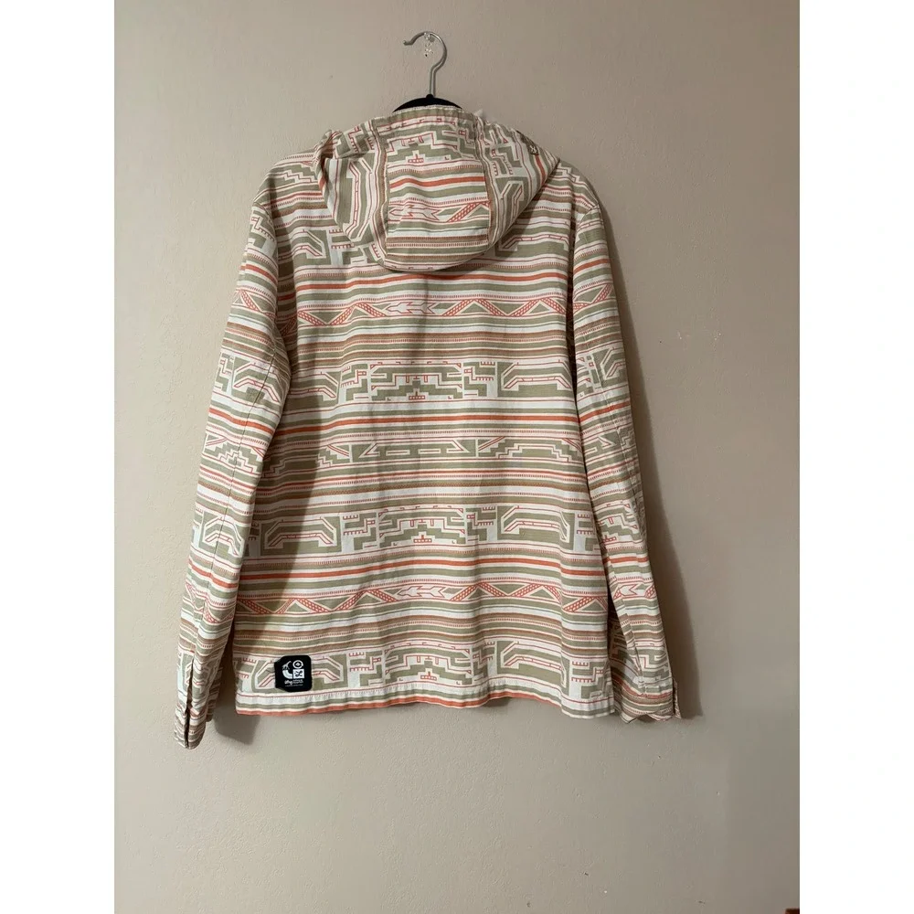 LRG Lifted Research Group Hooded Jacket Mens Large Geometric Aztec Tribal Canvas
